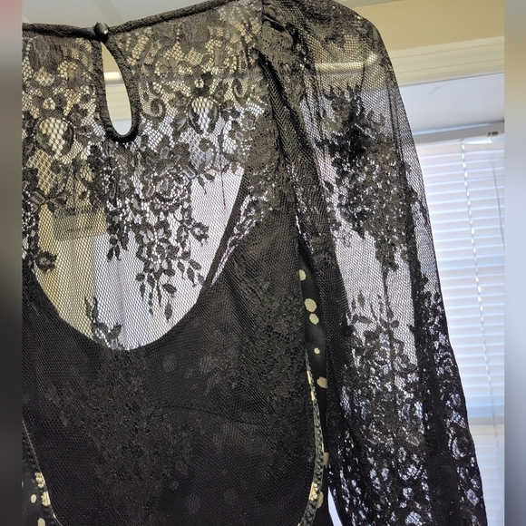 Free people Chic Black Lace Dress with Polka Dots NWT - Picture 11 of 12